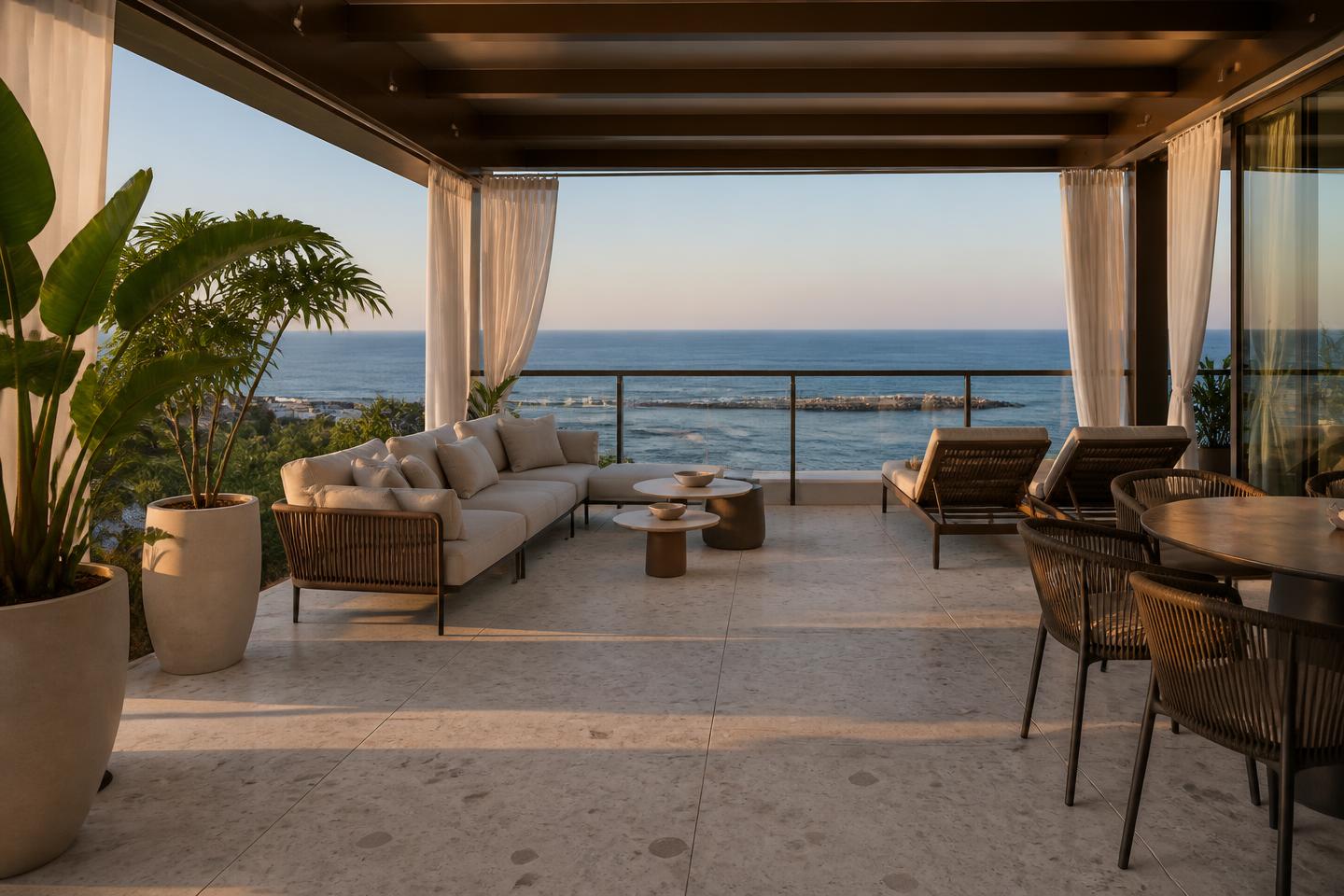 Penthouse terrace with sea view over the Viareggio coastline